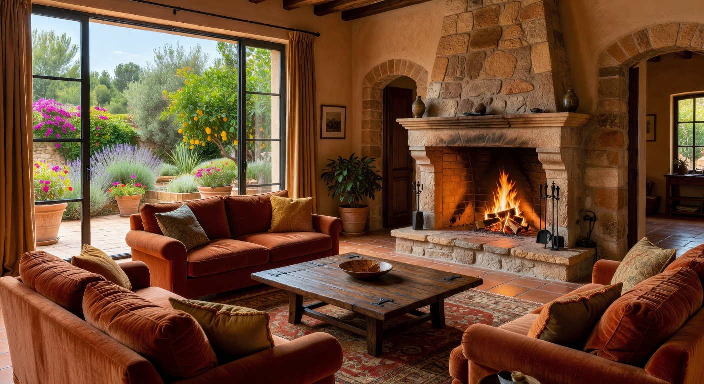 Salón con chimenea